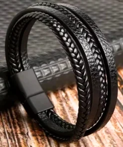 Alternative view of Pulsera de cuero trenzado para hombre