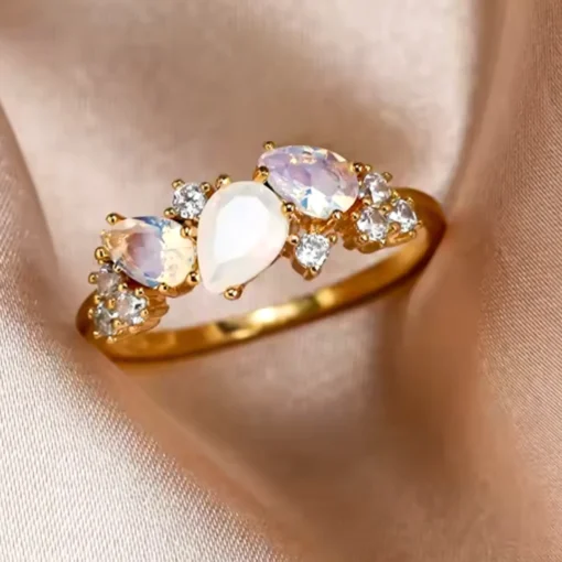 Anillo de oro con piedra luna - Imagen 4