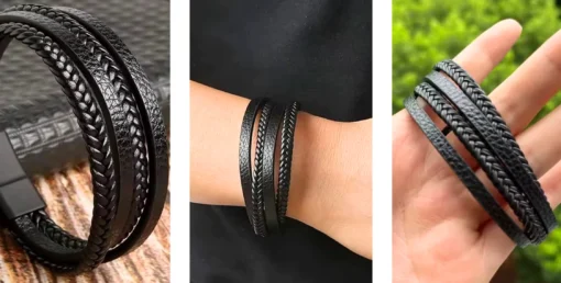 Pulsera de cuero trenzado para hombre - Imagen 9