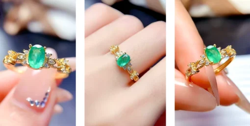 Anillo antiguo de esmeralda Olivia