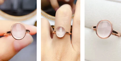 Anillo de cuarzo rosa Léa