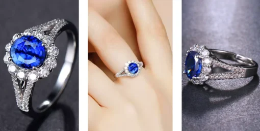 Anillo de diamante y zafiro Sophie