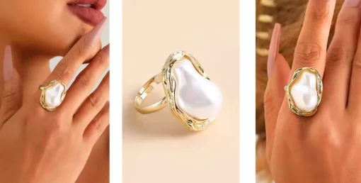 Anillo de nácar blanco Lina