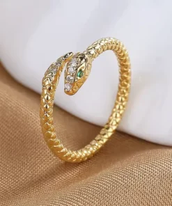 Anillo serpiente oro ámbar
