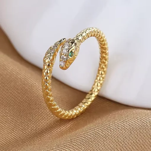 Anillo serpiente oro ámbar