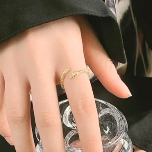 Anillo serpiente oro ámbar