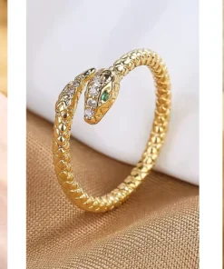 Anillo serpiente oro ámbar