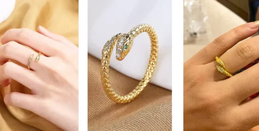 Anillo serpiente oro ámbar