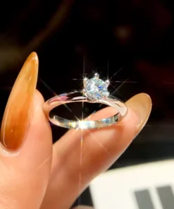 Anillo solitario de plata Léna