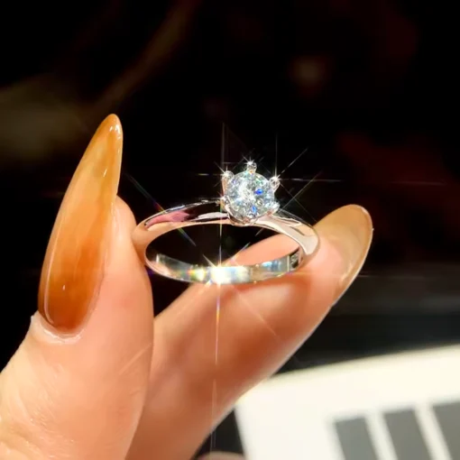 Anillo solitario de plata Léna