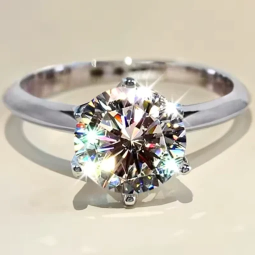 Anillo solitario de plata Léna