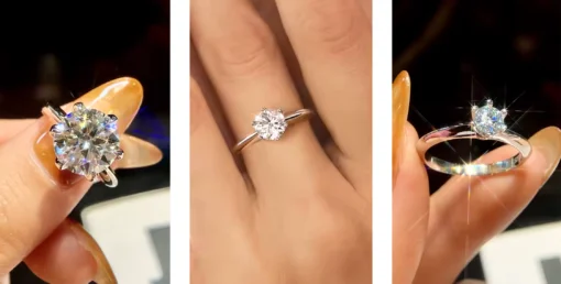 Anillo solitario de plata Léna