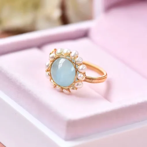 Anillo vintage con aguamarina