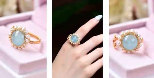 Anillo vintage con aguamarina