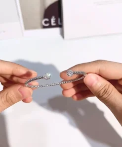 Brazalete rígido de plata para mujer Ophélia