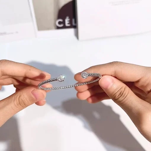 Brazalete rígido de plata para mujer Ophélia