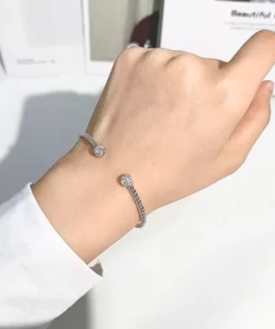 Brazalete rígido de plata para mujer Ophélia