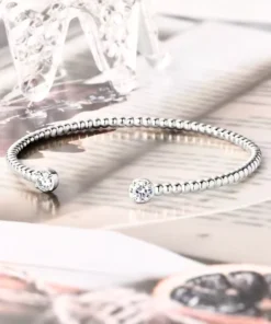 Brazalete rígido de plata para mujer Ophélia