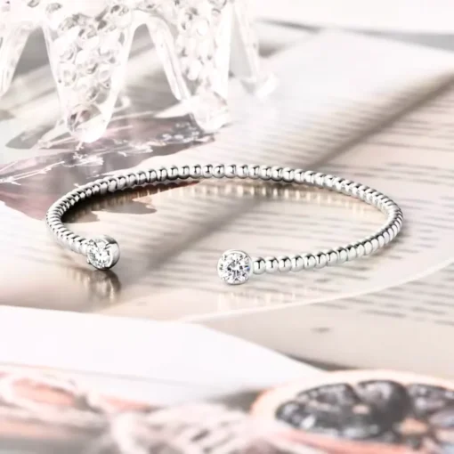 Brazalete rígido de plata para mujer Ophélia