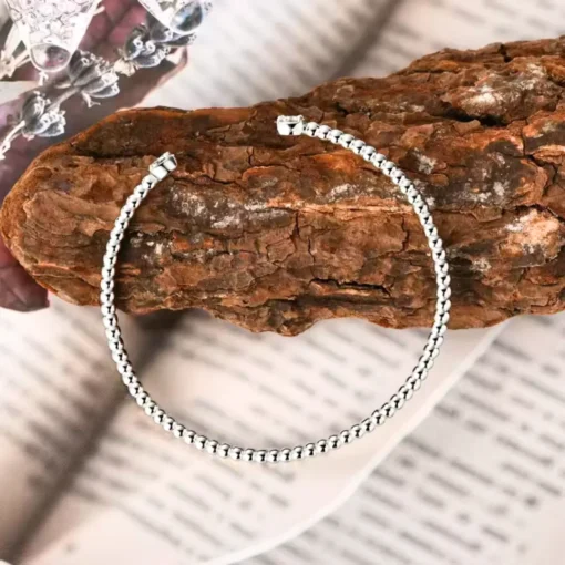 Brazalete rígido de plata para mujer Ophélia