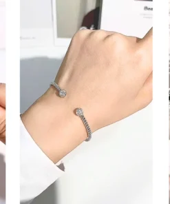 Brazalete rígido de plata para mujer Ophélia