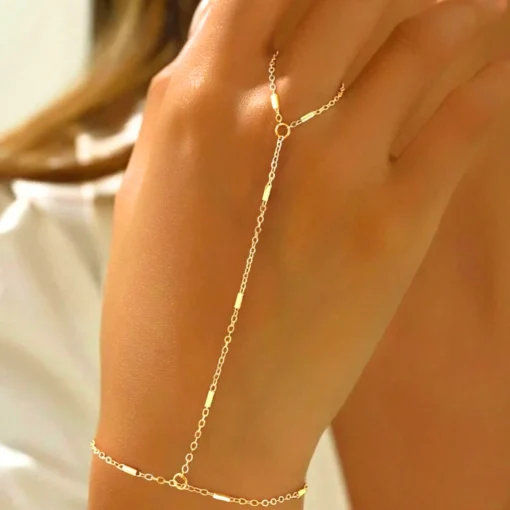 Pulsera anillo con cadena dorada Thaïs