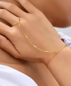 Pulsera anillo con cadena dorada Thaïs