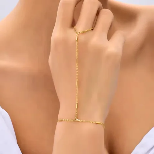 Pulsera anillo con cadena dorada Thaïs