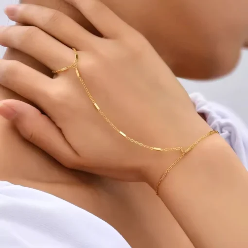 Pulsera anillo con cadena dorada Thaïs