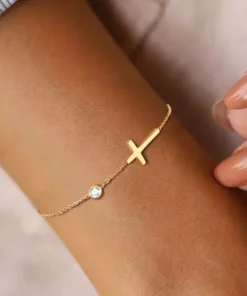 Pulsera cruz dorada Célia