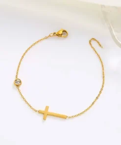 Pulsera cruz dorada Célia