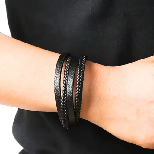 Pulsera de cuero trenzado para hombre