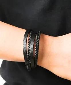 Pulsera de cuero trenzado para hombre