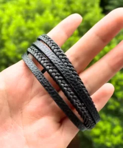 Pulsera de cuero trenzado para hombre