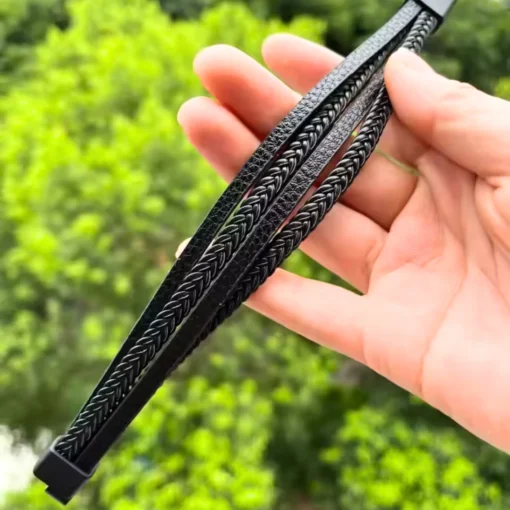 Pulsera de cuero trenzado para hombre