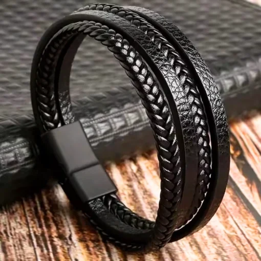 Pulsera de cuero trenzado para hombre