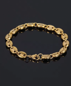 Pulsera de grano de café dorada para hombre