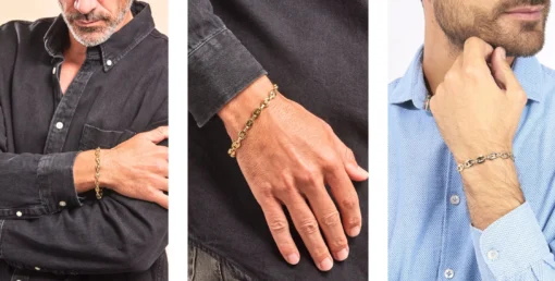 Pulsera de grano de café dorada para hombre