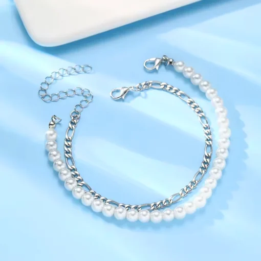 Pulsera de hombre con perla blanca Zac