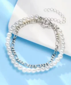 Pulsera de hombre con perla blanca Zac