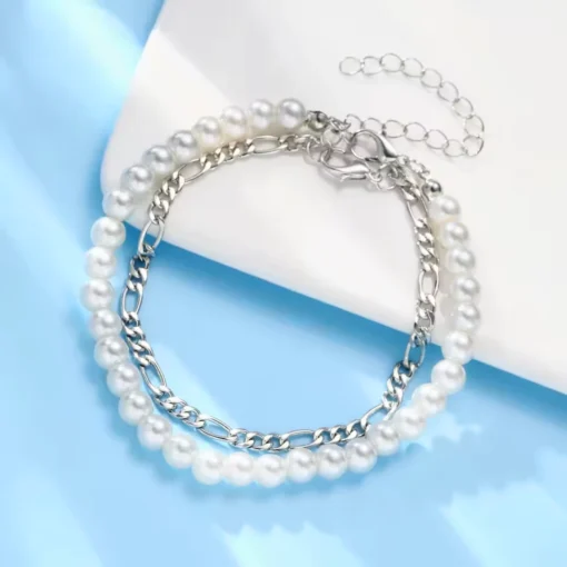 Pulsera de hombre con perla blanca Zac