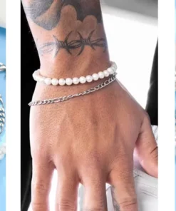 Pulsera de hombre con perla blanca Zac