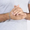 Pulsera de hombre en plata con eslabones grano de café