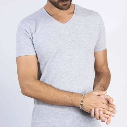 Pulsera de hombre en plata con eslabones grano de café