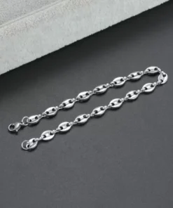 Pulsera de hombre en plata con eslabones grano de café