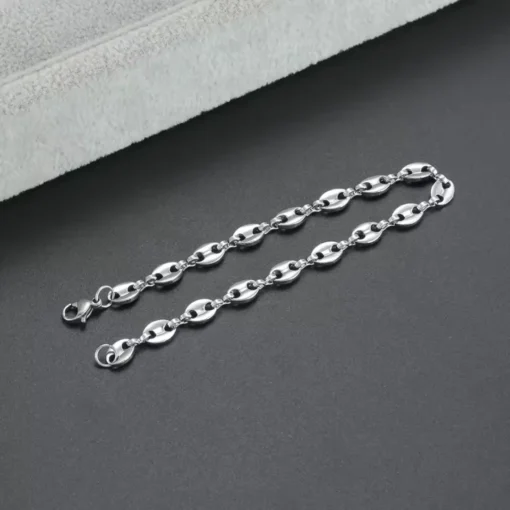 Pulsera de hombre en plata con eslabones grano de café