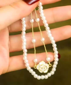 Pulsera flor con perla Rosy