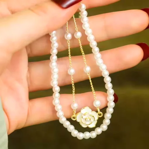 Pulsera flor con perla Rosy
