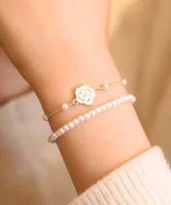 Pulsera flor con perla Rosy