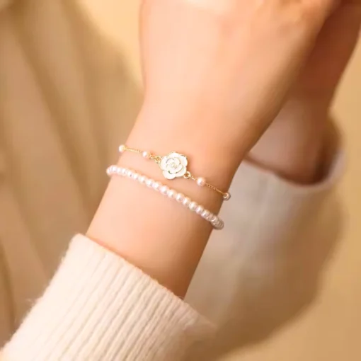 Pulsera flor con perla Rosy